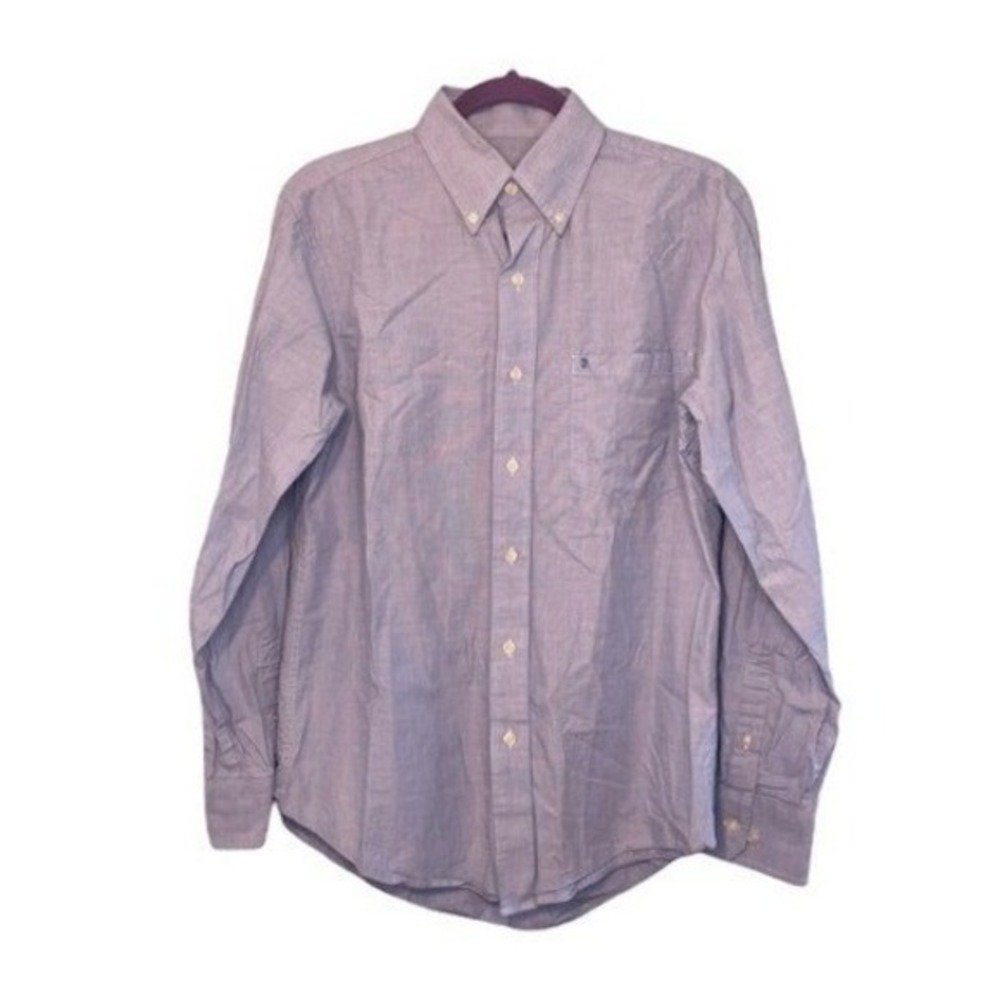 Izod Classic Oxford Button Down Shirt Blue Poplin‎ Long Sleeve Dress Shirt M